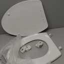 Mayfair Linden Slow Close Toilet Seat, Non Slip Heavy Duty Wood, Easy Install, Elongated, White