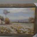 Barn Wall Art Wooden Picture: Farmhouse Windmill Rustic Framed Artwork Country Landscape Painting Farm Rural Print Decorations for Living Room Home (48L" x 24W")