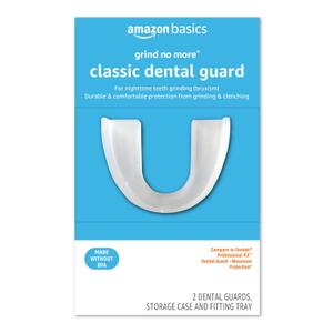 Amazon Basics Rest Assured Grind No More Classic Dental Guard, Custom Nighttime Protection from Clenching Teeth, Bruxism, Moldable Fit, Storage Case and Fitting Tray, 2 Pack Amazon Basics Rest Assured Grind No More Classic Dental Guard, Custom Nighttime Protection from Clenching Teeth, Bruxism, Moldable Fit, Storage Case and Fitting Tray, 2 Pack