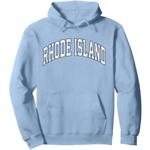 Retro Rhode Island Souvenir Classic Rhode Island Light Blue Pullover Hoodie (Blue, M)