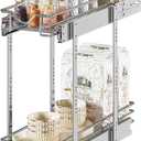 DINDON Pull Out Cabinet Organizer (7-1/2" W x 21-1/2"D), Cabinet Pull Out Shelves, 2 Tier Pull Out Drawers for Kitchen Cabinets, Wire Basket Slide Out Shelf for Cabinet Organization (Chrome)