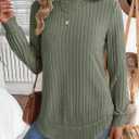 JUSTFASHIONNOW Womens Long Sleeve Shirts Trendy Sweaters Lightweight 2025 Casual Crewneck Fall Tunic Tops Loose Fit Dressy (Green, XL)