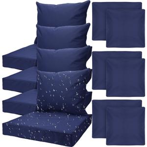 4 Set Patio Cushion Covers Replacement Water UV Resistant Outdoor Cushion Slipcovers with Zipper Chair Seat Covers for Outdoor(24 x 21.3 inches, 24 x 24 x 4.7 inche,Dark Blue)