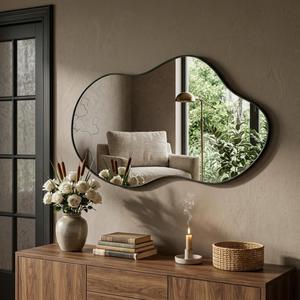 Irregular Wall Mirror 2440 Inch Wall Mirrors Decorative Black Modern Asymmetrical Abstract Mirror for Bathroom Bedroom Living Room Entryway Hallway