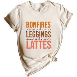 Daihuiya Floral Pumpkin Fall Shirt Womens Thanksgiving Graphic Tees Halloween Bonfires Lattes T Shirt (L)