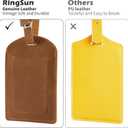 Ringsun Genuine Leather Luggage Tag for Suitcases ID Tags Bag Tags for Luggage (2 Pack)
