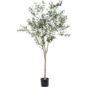 Artificial Olive Tree for Living Room Decor, 6FT Bendable Fake Plants Artificial Indoor, Faux Silk Plant Fake Trees in Potted with Oliver Branch Leaves and Fruits for Modern Home House Office Decor