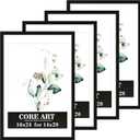 CORE ART 16x24 Frame, Black Picture Frames 14x20 with Mat or 16 x 24 without Mat, Wall Mount Gallery Poster Photo Frame Set of 4