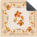 Orange Fall Leaves American Mahjong Mat 31.5x31.5 Inch, Striped Non-Slip and Noise Reduction Mah Jong Table Mat Cover Gifts for Mahjong Lovers Poker Board Games Dominoes