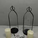 Metal Wall Sconce Candle Lantern Set of 2 - Black Wall Mounted Hanging Holder with Glass & Candles Vintage Wall Decor for Porch, Living Room, Dining Room, Bedroom Indoor Decor, One Glass