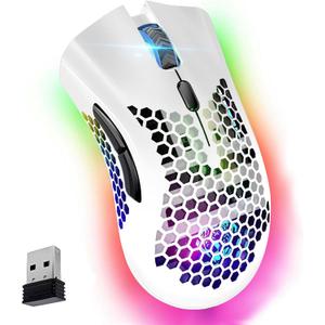 VEGCOO Wireless Gaming Mouse, Silent Click Wireless Rechargeable Mouse with Colorful LED Lights and 3 Level DPI 400mah Lithium Battery for Laptop and Computer (C23 White)