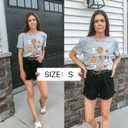 MNLYBABY Halloween Ghost Shirt for Women Funny Spooky Season Short Sleeve Letter Print Tee Fall Holiday Tops (Medium, Light Grey)