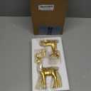 2PCS Carved elk Statue Resin Ornaments, Christmas Reindeer Fortune Seeking Decoration Modern Retro Art Standing and Sitting Posture, Applicable to Living Room and Bedroom (Pure Gold)