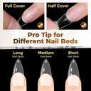 UNA GELLA Medium Stiletto Nails Tips,504Pcs Press-on Nails Stiletto Clear Gel Nail Tips, Full Cover Pre-Etched Fake Acrylic Nails, Sturdy for Nail Extensions Home Art Salon 12 Sizes