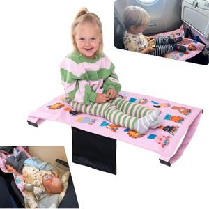 Airplane Seat Extender for Kids - Fun Pattern & Easy Setup, Toddler Airplane Bed and Toddler Airplane Seat Extender for Ages 1-4 (Pink)