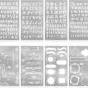 Lewtemi 8 Pcs 4 x 7 Inch Metal Letter Number Stencils Stainless Steel Metal Alphabet Stencils for Engraving Painting Journaling Bookmark Flower Vines DIY(Stylish Style)
