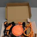 No Pull Dog Harness, Collar & Leash Set | Includes Dog Seat Belt, Collapsible Bowls & Poop Bag Dispenser. Ideal for Training, Walking, Hiking. Fits Small to Large Dogs(Orange-L)