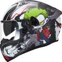 VCOROS Full Face Dual Visor Motorcycle Helmet for Adults Motorbike Street Bike Racing Helmets X9 DOT Approved with Black Visor (Large, Alien)