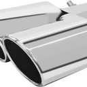 Dual Exhaust Tip 2.5" Inlet, Escapes Deportivos Para Carro, Car Exhaust Tip Pipe Double Outlet Straight Muffler Tailpipe Tips with Screw, Bolt-on Exhausts Pipe Modification Accessories(Silver)