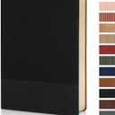 Lined Journal Notebook for Work College Ruled Note Book 5.79"x8.27" A5 PU Leather Daily Journaling 216 Pages for Women Men Writing Home School Supplies Business (Black) (07-Black-1pack)