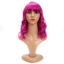 Bob Wig for Women|Short Wig Curly Wig for Women|Synthetic Bob Wig With Bangs for Daily Use (Rose Mixed Purple)