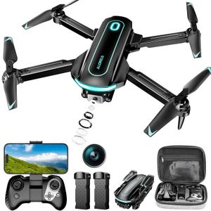 Drone with Camera, Drones for Adults and Beginners, 1080P HD FPV Foldable Mini Drones for Kids, with 2 Batteries, Carrying Case, Trajectory Flight, Gravity Control, One-Key Takeoff/Landing, 360 Flip, Toys for Gift (black gray)