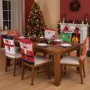 Boao 6 Pcs Christmas Themed Chair Covers Xmas Chair Decorations Christmas Slipcovers for Xmas Party Dining Home Decor