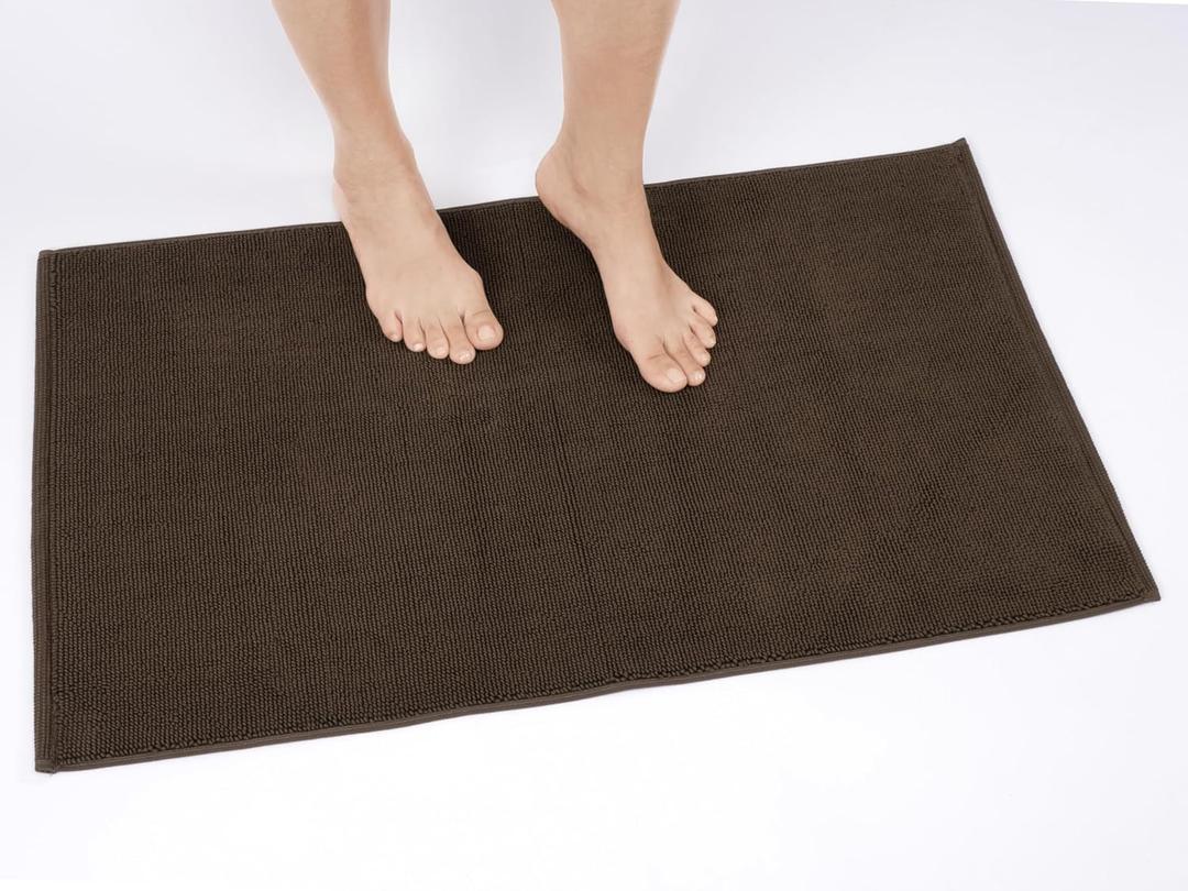 Cotton Paradise 100% Cotton Non Slip Bath Mats for Bathroom, 17x24 inch Soft Absorbent Quick Dry Machine Washable Floor Bath Mat, Brown