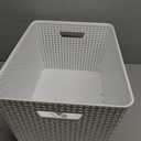 BINO | Plastic Storage Baskets with Lids, 33 Liter - 3 Pack, White | THE WOVEN COLLECTION | Storage Basket for Shelves | Woven Storage Baskets for Organizing Bins Pantry Shelf Organizer Container Bin