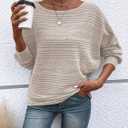 Womens Long Sleeve Shirts Crewneck Tunic Tops Pullover Sweaters Business Casual Blouses Fall Fashion 2026 (Beige, XL)