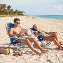 Old Bahama Bay 2 Pack 7-Position Lay-Flat Beach Chair, Lightweight Aluminum Frame Reclining Backpack Chair with Padded Headrest, Big Storage Bag, Heavy Duty Support for Tanning & Camping Stripe