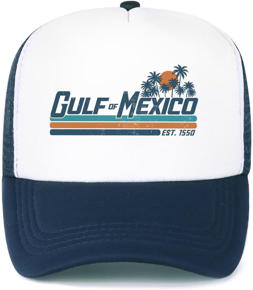 Gulf of Mexico Trucker Hat, EST. 1550 Gulf of Mexico Baseball Cap (Blue)