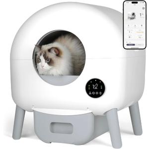 Self Cleaning Litter Box - Automatic Cat Litter Box self Cleaning, with 1 Roll Trash Bags and Mat, Small-White