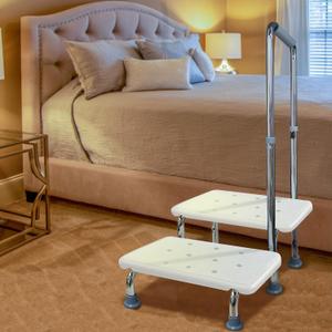 Aliseniors Step Stool with Handle and Non-Skid Platform, Heavy Duty 2 Steps Medical Foot Stool for Adult, Seniors, Handicap Holds up to 350 lbs Aliseniors Step Stool with Handle and Non-Skid Platform, Heavy Duty 2 Steps Medical Foot Stool for Adult, Seniors, Handicap Holds up to 350 lbs