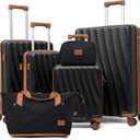 Luggage Sets 6 Piece Suitcases with Wheels,ABS Hard Case Suitcases with Spinner Wheels,Durable Travel Luggage with Combination Lock (Black, 6 Piece Set 16"/20"/24"/28")