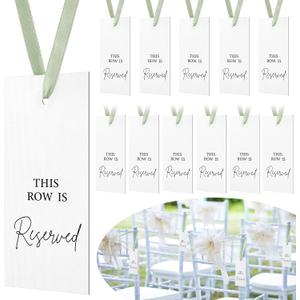 Clabby 12 Pack Paper Reserved Chair Signs Hanging Wedding Reserved Seating Signs Bulk for Ceremony Church Events Pews Restaurant(Sage Green)