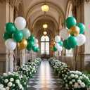 Avocado Green White Gold Balloons Garland Arch Kit, 117Pcs Sage Green Latex Balloons Different Sizes 18 12 10 5 Inch for Birthday Baby Shower Gender Reveal Wedding Party Decoration (Avocado Green)