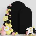 Asee'm Wedding Arch Cover Fitted Spandex Covers (7.2FT, 6FT) 2-Sided Round Top Chiara Backdrop Stand Cover Set of 2 for Party Birthday Banquet Decoration Black