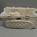 MOMCANDO Diaper Bag Tote with Dividers, Zipper, Top Cover and Strap, Larger Size with insulated storage bag - Beige