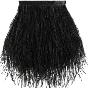 Soarer Black Ostrich Feather Trim - 1.5Ply 4-5Inch 2Yards Feathers Fringe Trim for DIY Sewing Clothing,Jewelry,Halloween Home Party(1.5ply-Black)