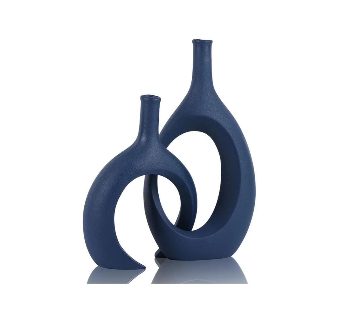Blue Vase for Dining Table Centerpieces, Farmhouse and Home Decor, Office Partitions, Mantelpiece, Entrance Decoration