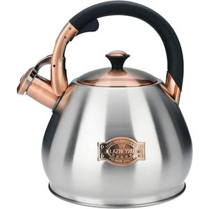 Tea Kettle Stovetop Whistling Kettle Teapot, 3Quart Tea Pot Stainless Steel Teakettle for Stove Top with Heat Proof Ergonomic Handle (Silver)