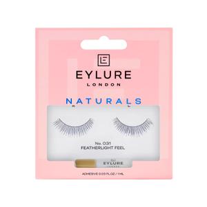 Eylure Naturals False Eyelashes, Style No. 031, Reusable, Adhesive Included, 1 Pair (3 Piece Set, Black)