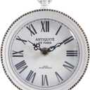 NIKKY HOME Vintage Table Clock with Handle, Shelf Desk Top Clock Battery Operated Rustic Design, Chic Home Decor for Fireplace Mantel, Desktop, Countertop, Distressed White