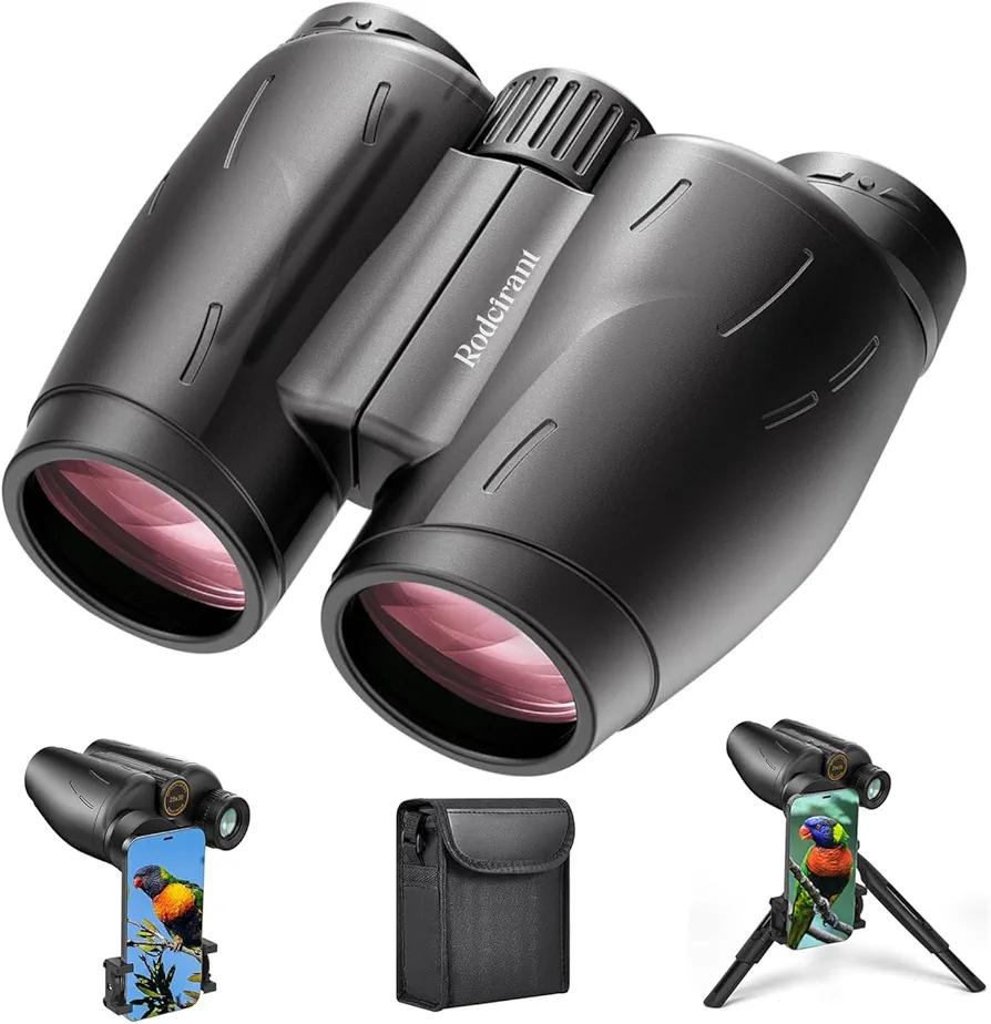 Binoculars 25x30 for Adults with Universal Phone Adapter, Tripod and Tripod Adapter,Large Eyepiece Easy Focus Compact and Waterproof Binoculars for Bird Watching,Hiking and Travel