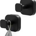 Suction Cup Hooks for Shower, Stainless Steel Suction Hook for Bathroom, Removable Towel Hooks for Kitchen Wall, Glass, Mirror, Tile, Looafh Hook for Hanging (Black*2)