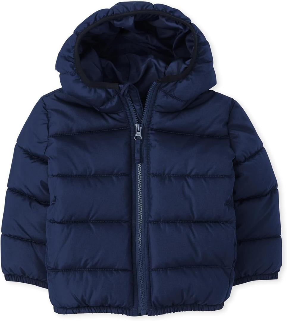 The Children's Place Baby and Toddler Boys' Medium Weight Wind-Resistant, Water-Resistant Puffer Jacket (18-24 Months, Navy)