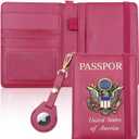 Cnycmy Passport Holder with Airtag,Passport-Wallet-Holder for Women, RFID Passport Holder with Slot Waterproof, PU Leather Travel Passport Case (wine red1)