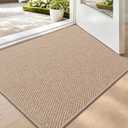 LUMI Ultra Thin Indoor Door Mat 24"x36", Entrance Doormat, Coconut Brown