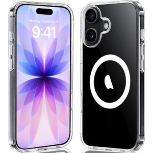Designed for iPhone 17 Case Magnetic, Compatible with Wireless Charging, Transparent Anti-Scratch Back Shockproof Slim Thin Phone Cases Cover (Clear)